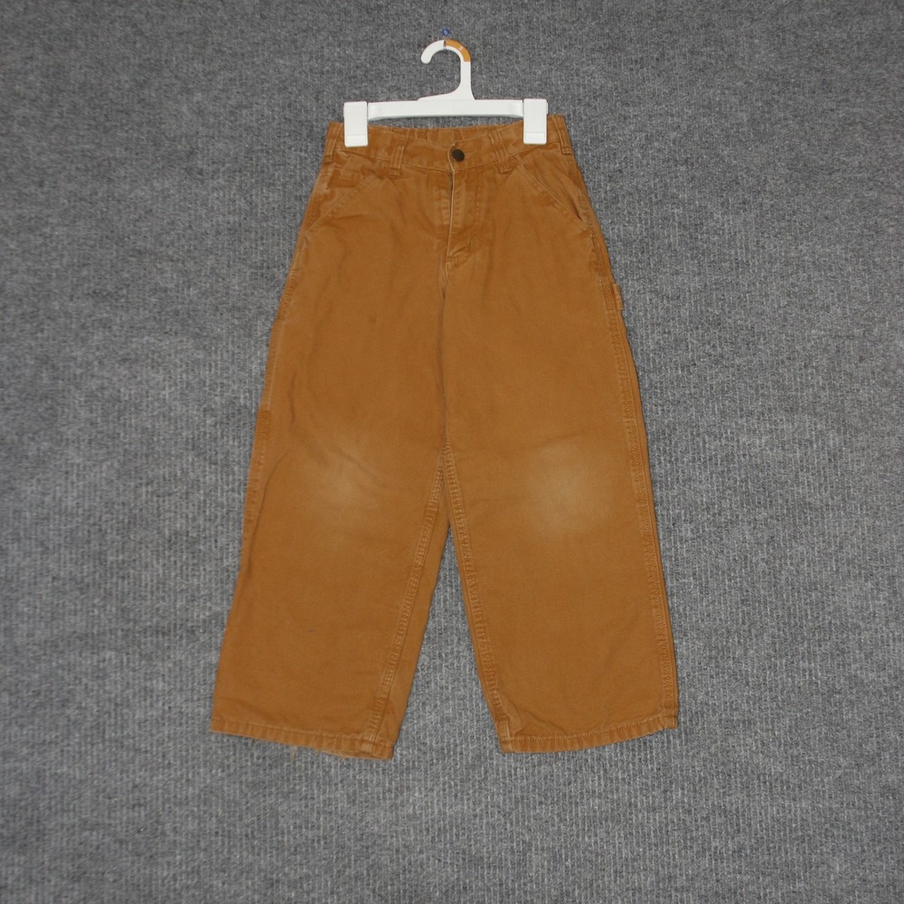 Carhartt Pants Boys 8 Brown Canvas‎ Lined Workwear Utility Outdoor Durable